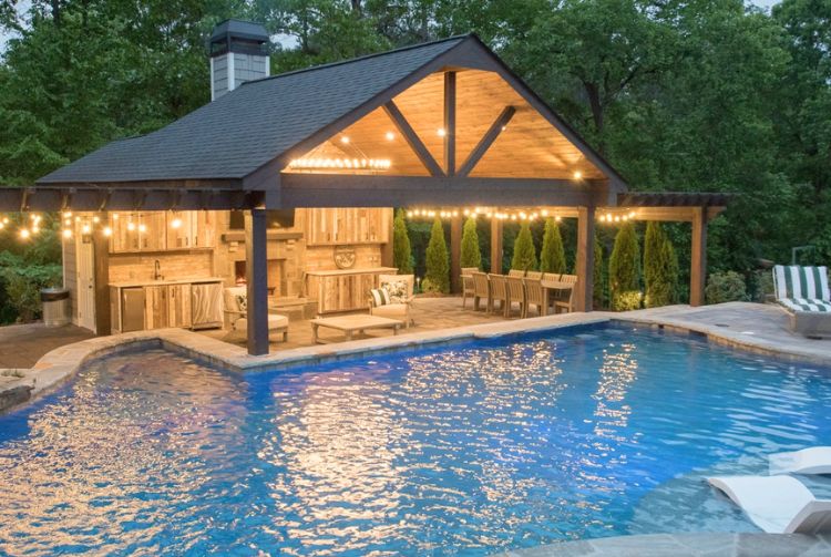 Backyard Pool With Pavilion In Marietta, GA