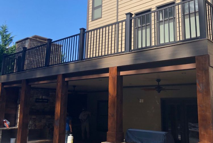 Elevated Deck With Stone Columns In Sandy Springs, GA