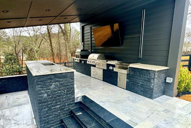 Modern Outdoor Kitchen With TV In Atlanta, GA