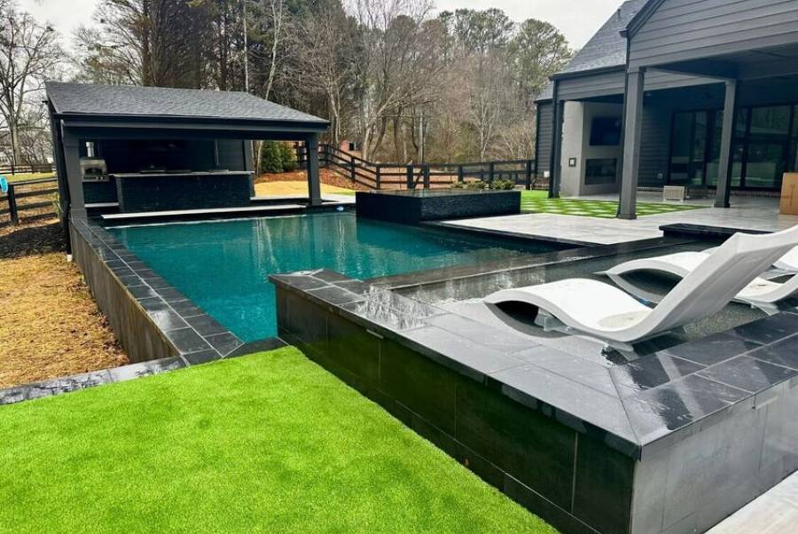 Modern Pool With Covered Lounge Area In Atlanta, GA