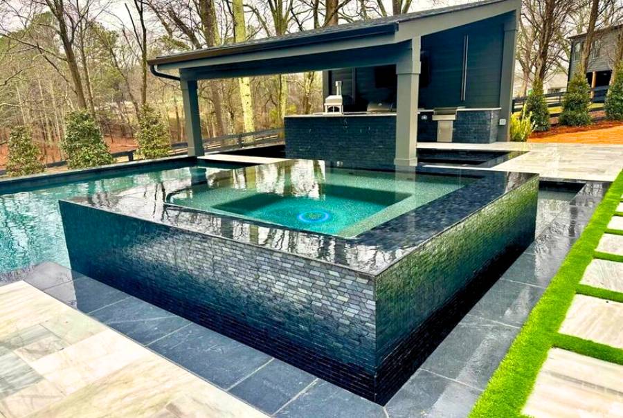 Poolside Hot Tub With Modern Design In Atlanta, GA