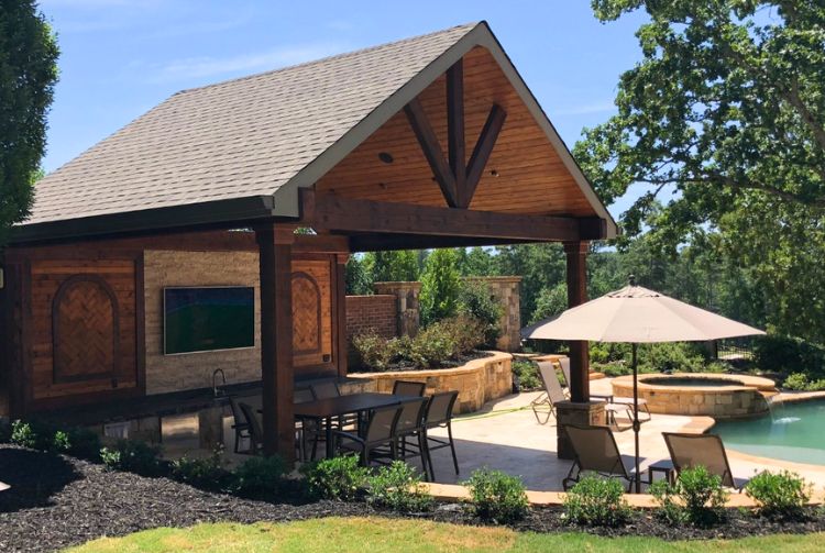 Poolside Pavilion With Seating Area In Atlanta, GA