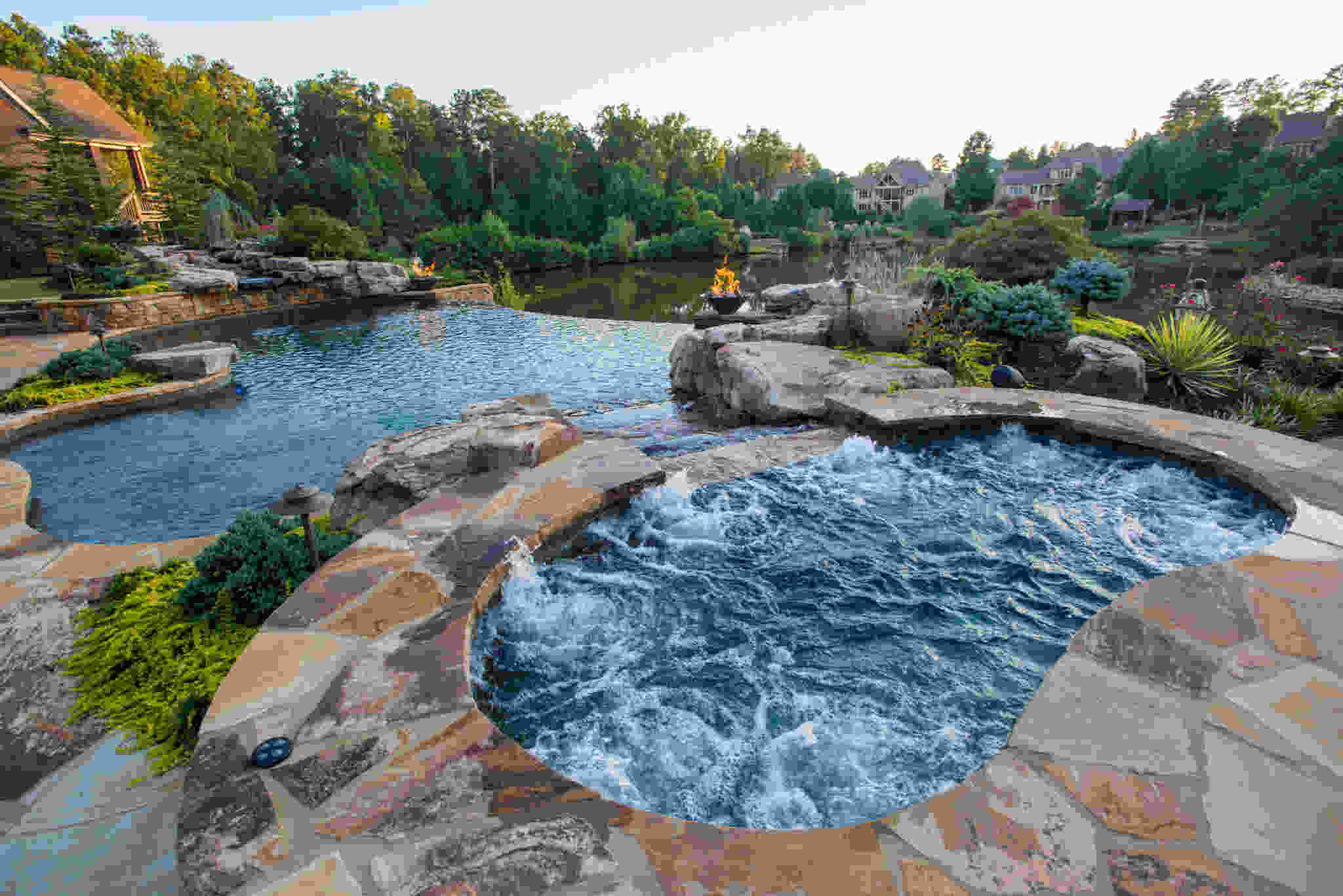 Luxury Pool And Spa With Natural Rock Features