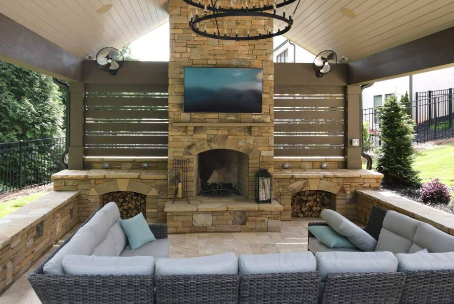 Cozy Outdoor Living Space With Fireplace